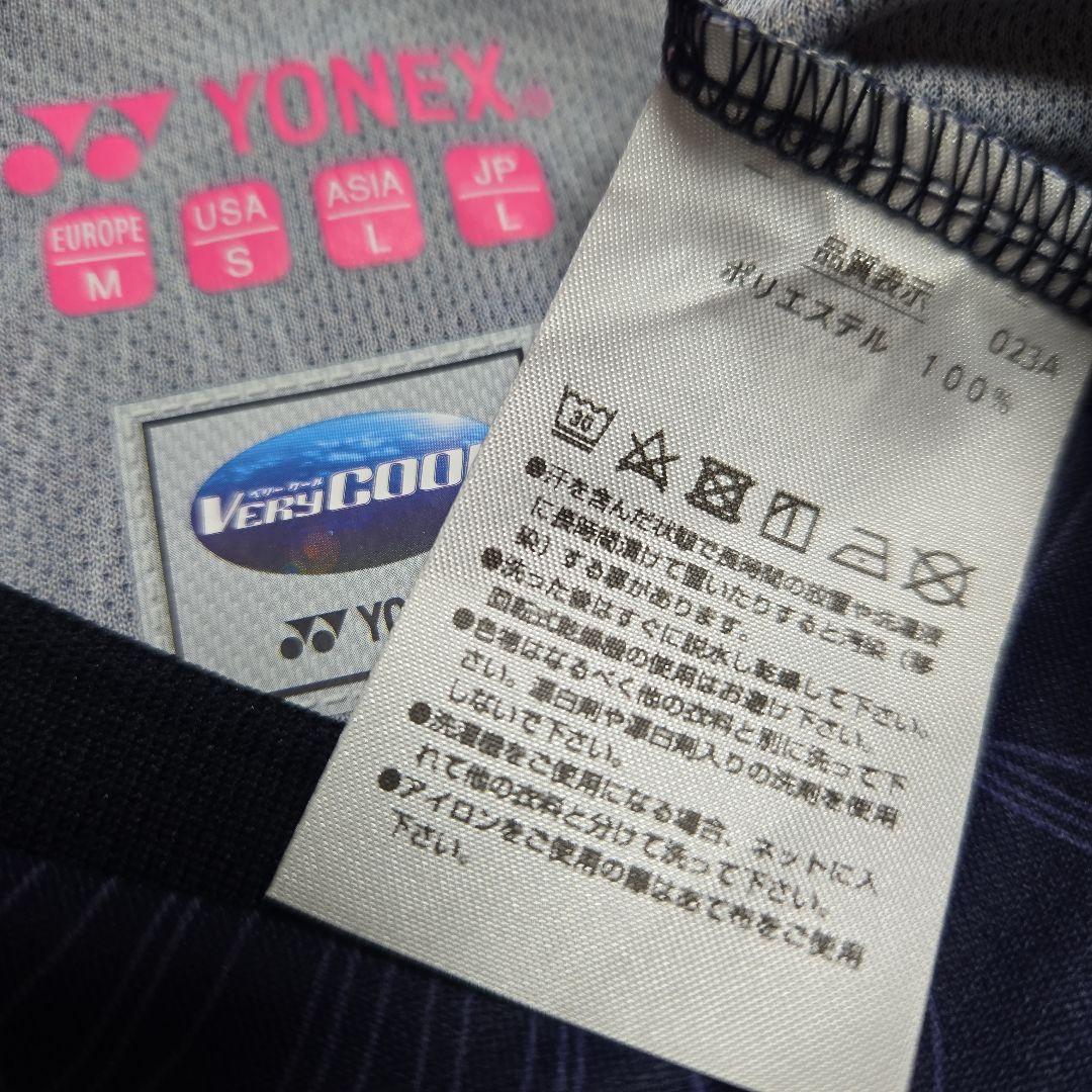 新品　YONEX　ゲームシャツ　L　ネイビー　総柄　ベリークール　バトミントン