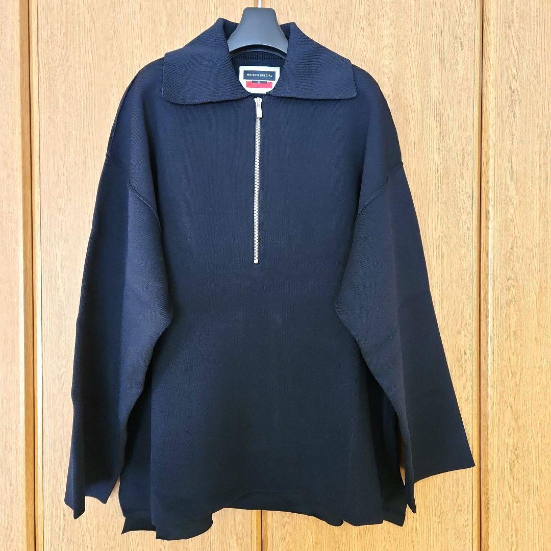 MAISON SPECIAL ハーフジップ ニットポロシャツ