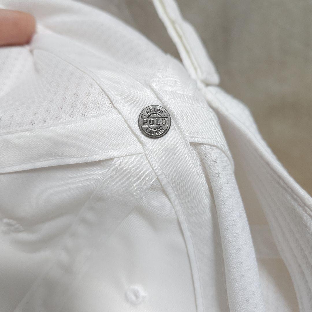 POLO キャップ 白 ホワイト ポロ ラルフローレン ポニー 古着 メッシュ