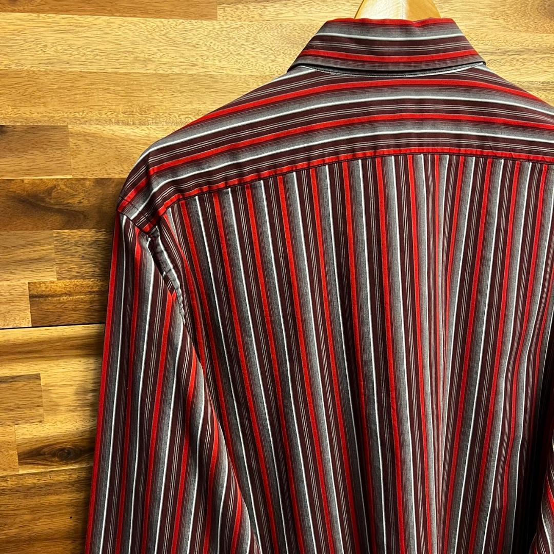 【H16】EXPRESS 1MX 長袖シャツ レッド ストライプ メンズ XL