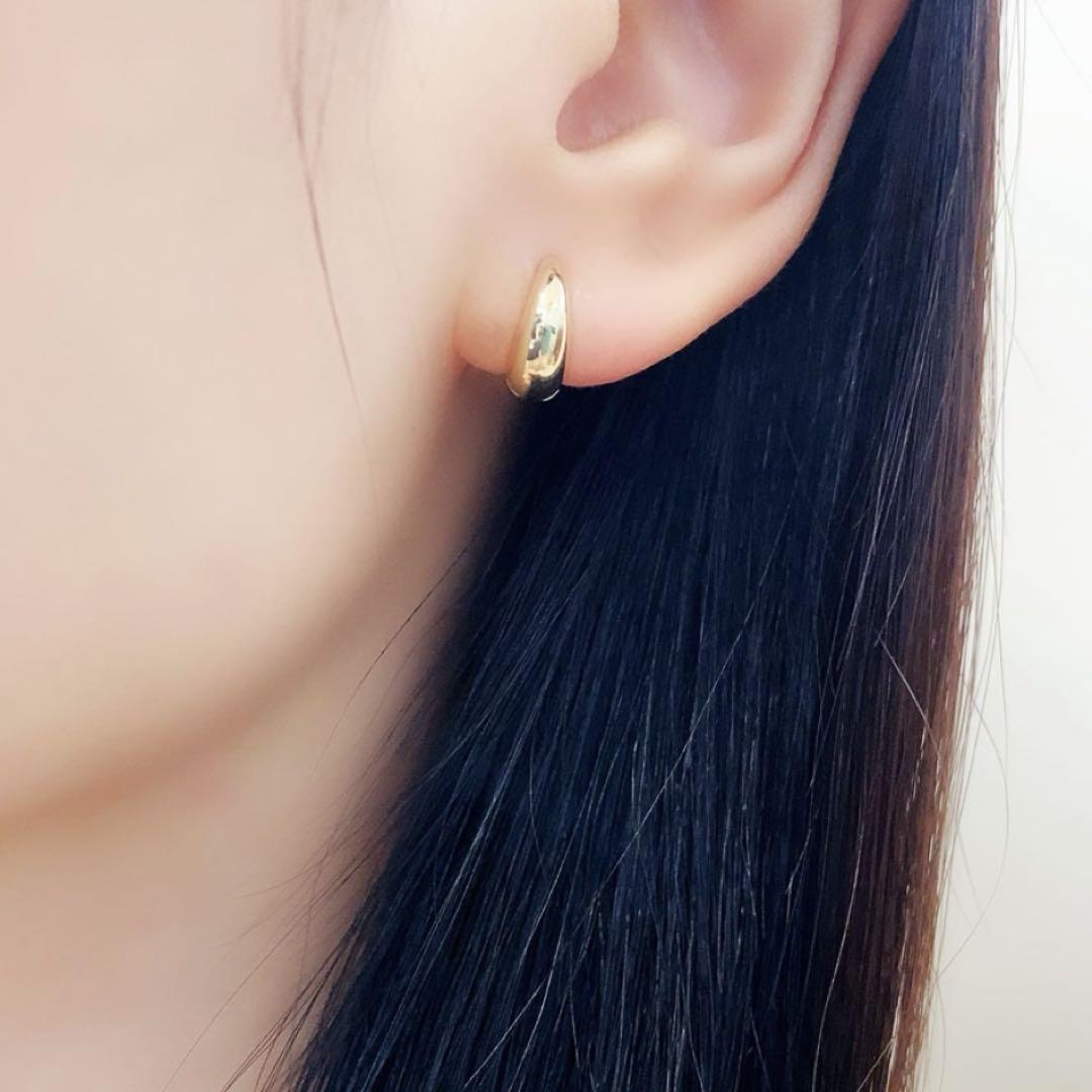 K10 10金 フープ ピアス イエローゴールド 刻印あり 日本製 ペア#♡⑥⑦