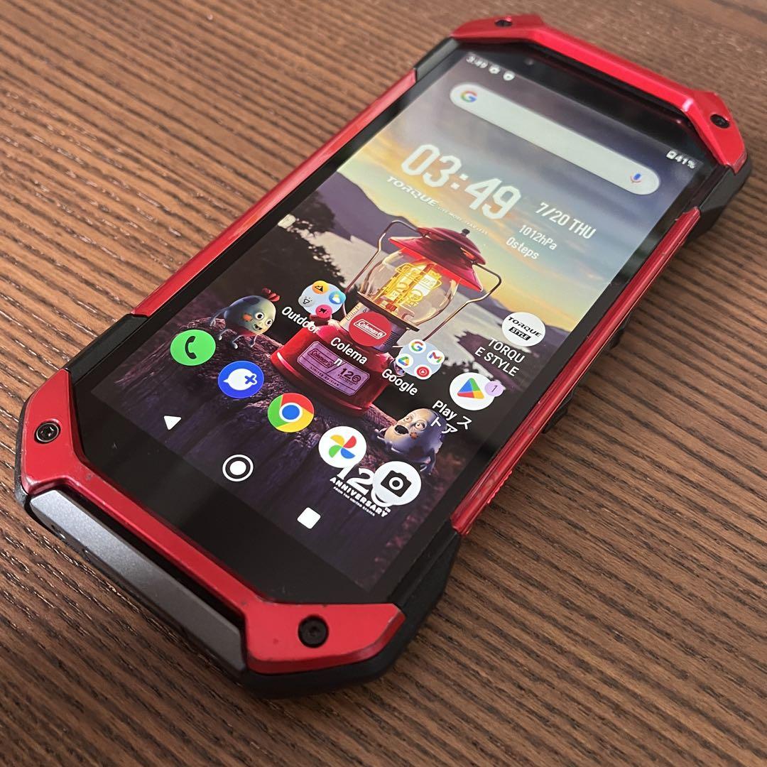 美品 au TORQUE 5G 128GB KYG01 レッド コールマン 本体