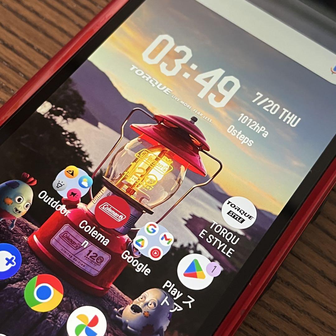 美品 au TORQUE 5G 128GB KYG01 レッド コールマン 本体