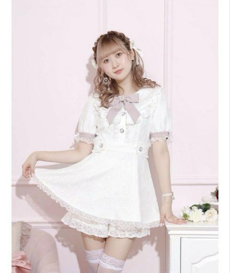 NOEMIE 総レースラッフルフリルセットアップ ホワイト