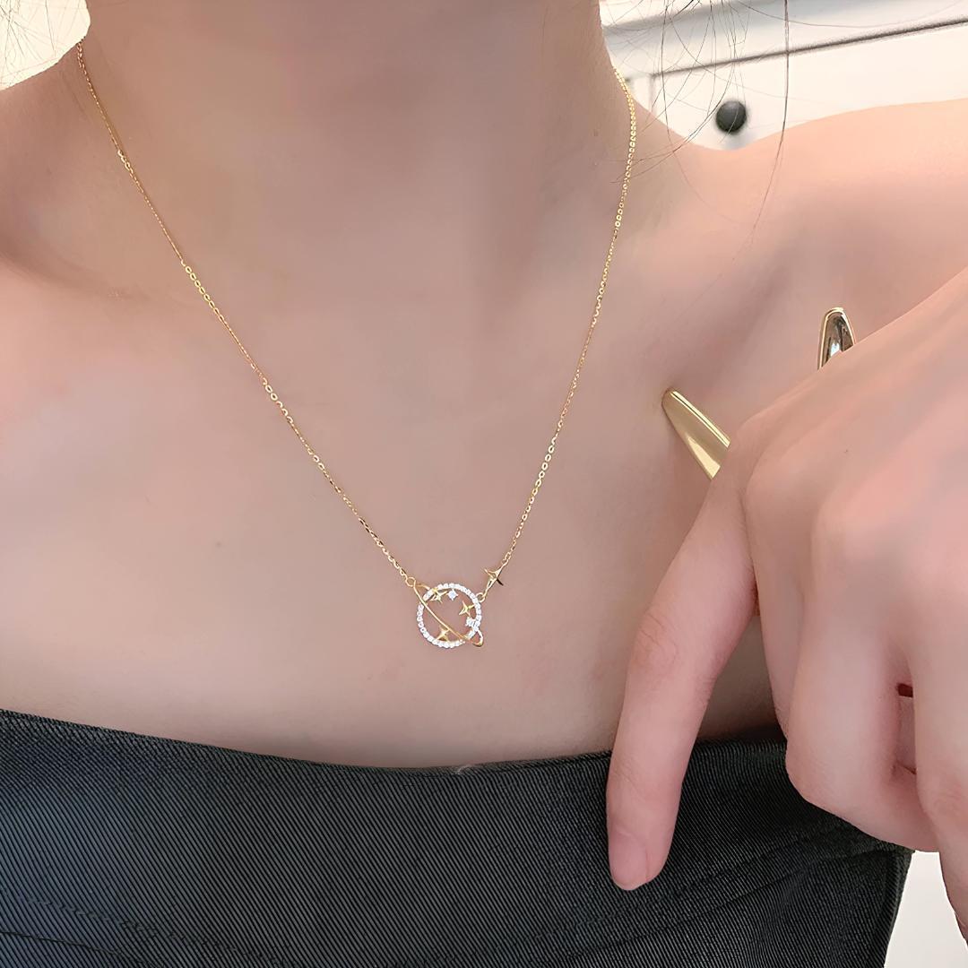 n191e【惑星✧】プラネットペンダント K18 コート 美しい 月星 癒し