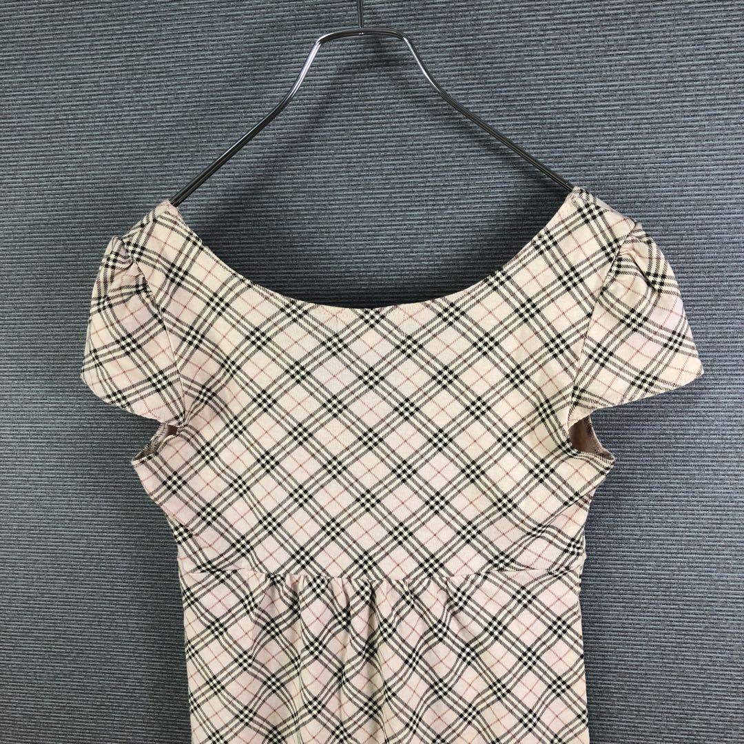 BURBERRY ノバチェック フレンチスリーブ カットソー 38 ベージュ BURBERRY ノバチェック フレンチスリーブ カットソー 38