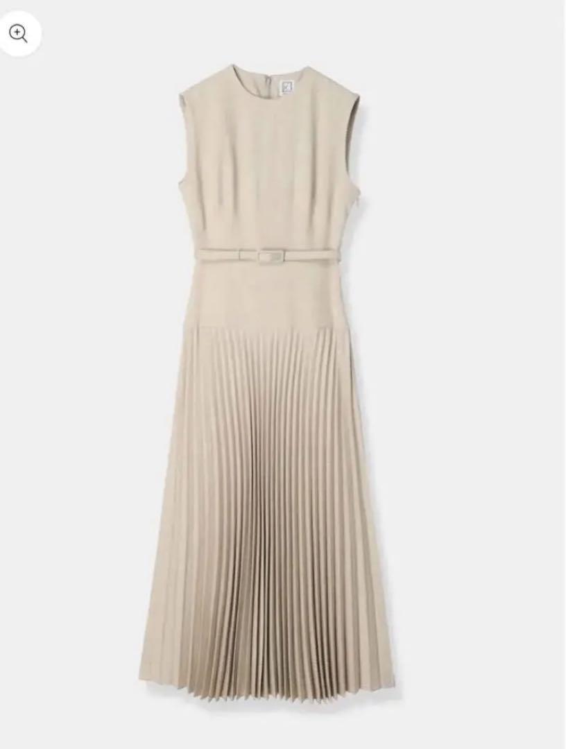 超爆安 Laube blanc Belted Pleats Dress ロングワンピース