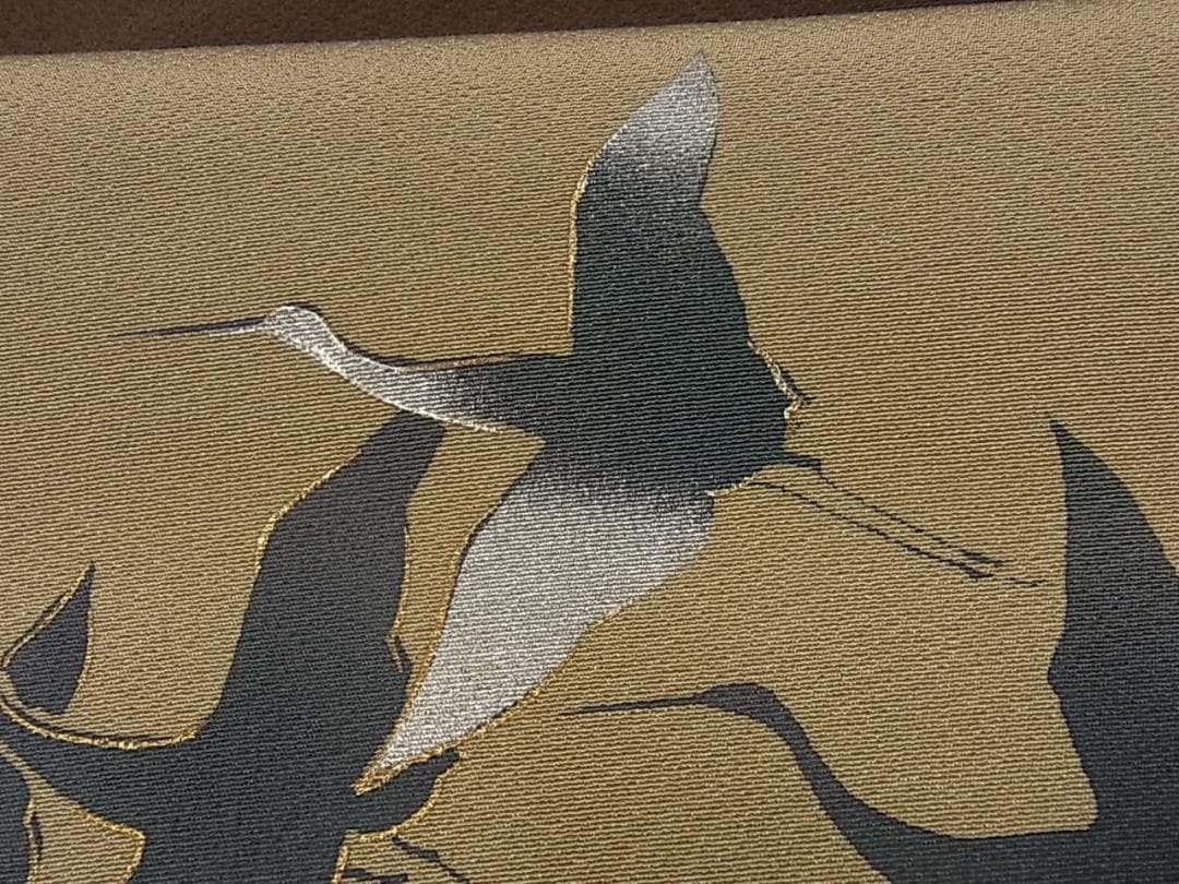 染色作家 津室朱光 色留袖 飛鶴立波文 暈し染め 金銀彩 mop1595