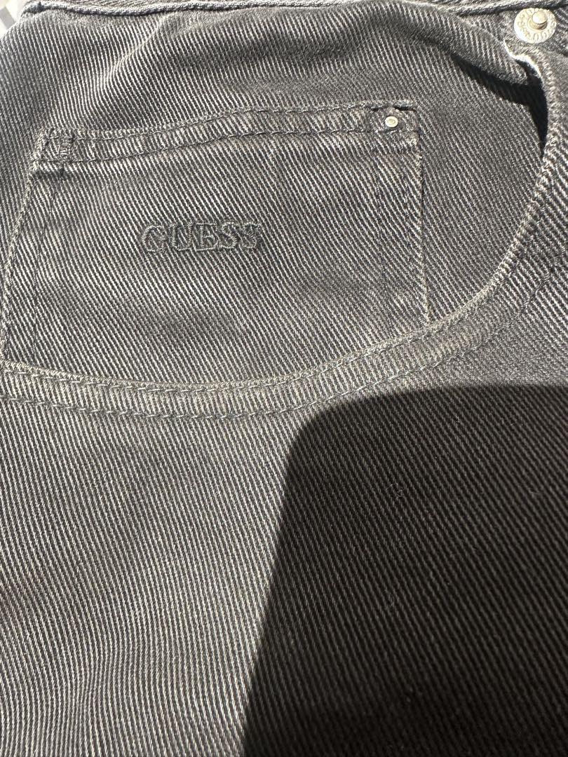90s GUESS サイズ:34 後染めブラック バギー デニム