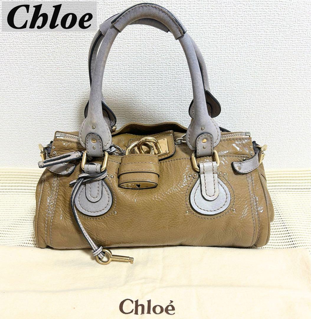 Chloe(クロエ) ショルダーバッグ パディントン エナメル カーキ×グレー 画像1