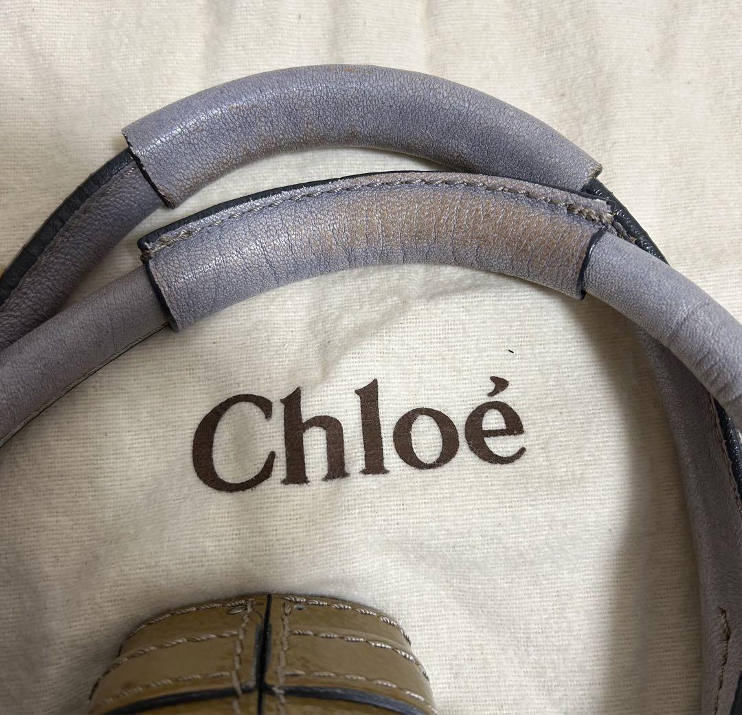 Chloe(クロエ) ショルダーバッグ パディントン エナメル カーキ×グレー 画像9