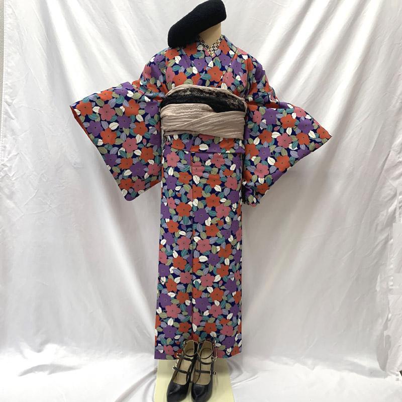 503aj29■着物のみ 小紋 和洋MIX ジュニアにも カラフル 桜■美品