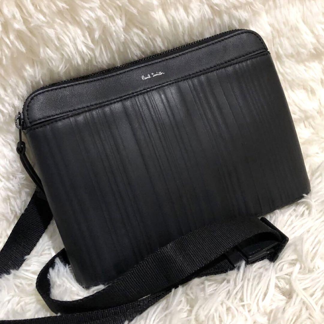 未使用級✨ポールスミス レザー　ショルダーバッグ ブラック　メンズ