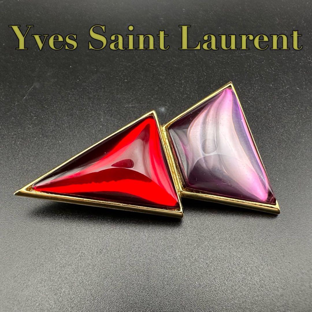 極美品✨ YSL イヴ・サンローラン ブローチ カラーストーン 108