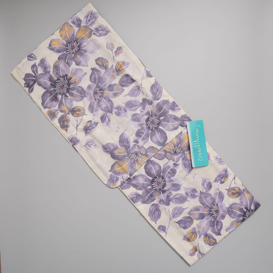 [灰鉄線花]浴衣単品　高級変わり織 灰鉄線花]浴衣単品 高級変わり織