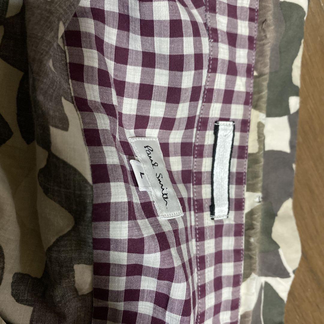 Paul Smith 幾何学カモフラ模様ショートからーボタンダウンシャツ
