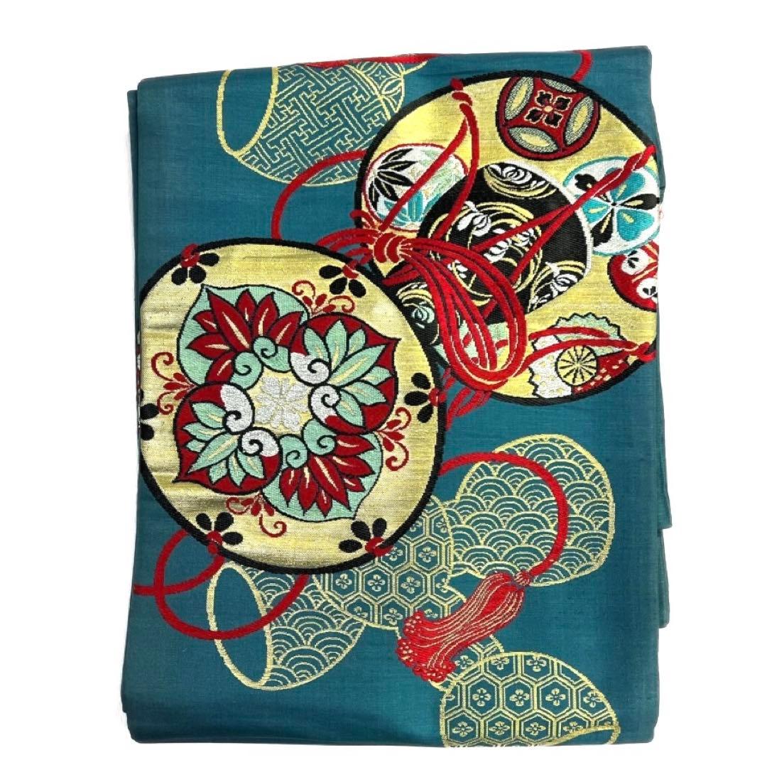 アンティーク　名古屋帯　和楽器　太鼓　華紋　紋模様　着物　023a d