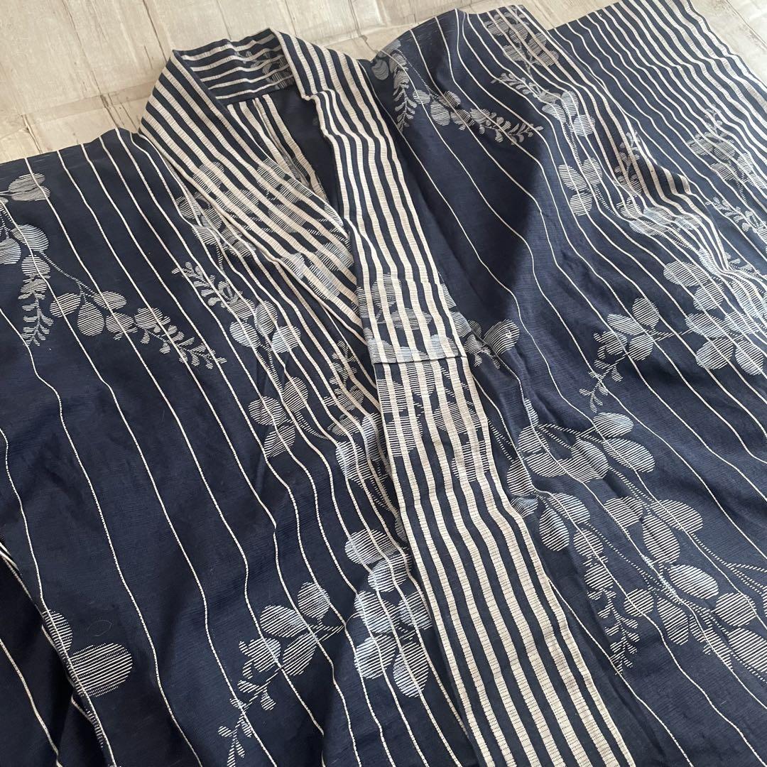 美品　夢工房　現代綿呂　単色　浴衣 着物　夏物　紺 美品 現代綿呂 単色 浴衣 着物 夏物 紺 夢工房 - メルカリ