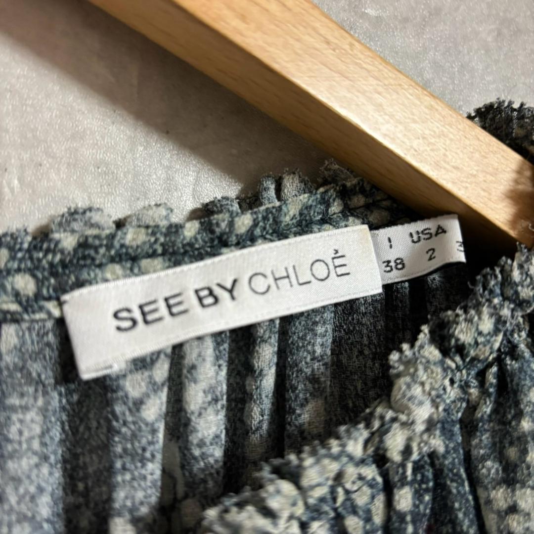 SEE by Chloe イタリア製 総柄 スモック シアーワンピース M263