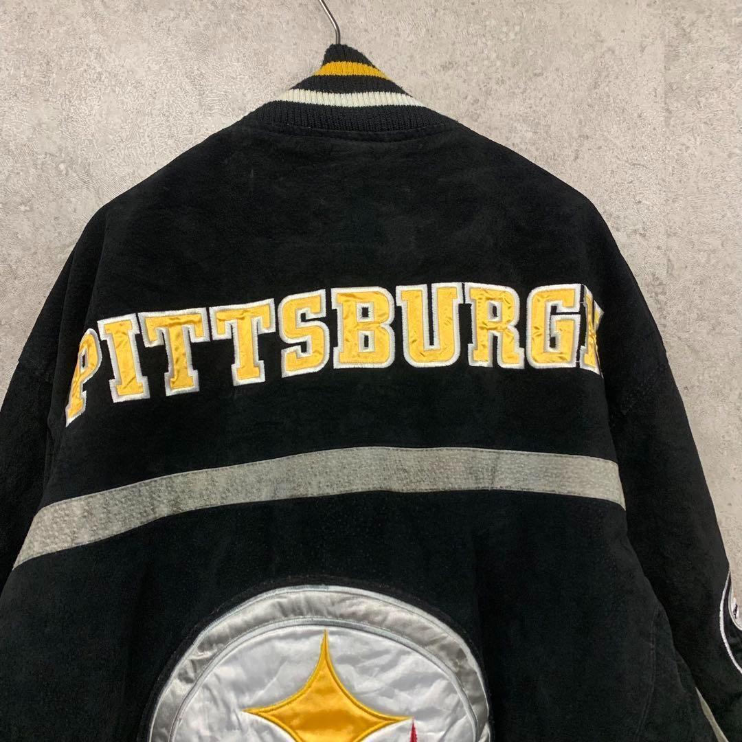 【希少XL☆US輸入90s】NFLスティーラーズ 両面刺繍レザージャケット
