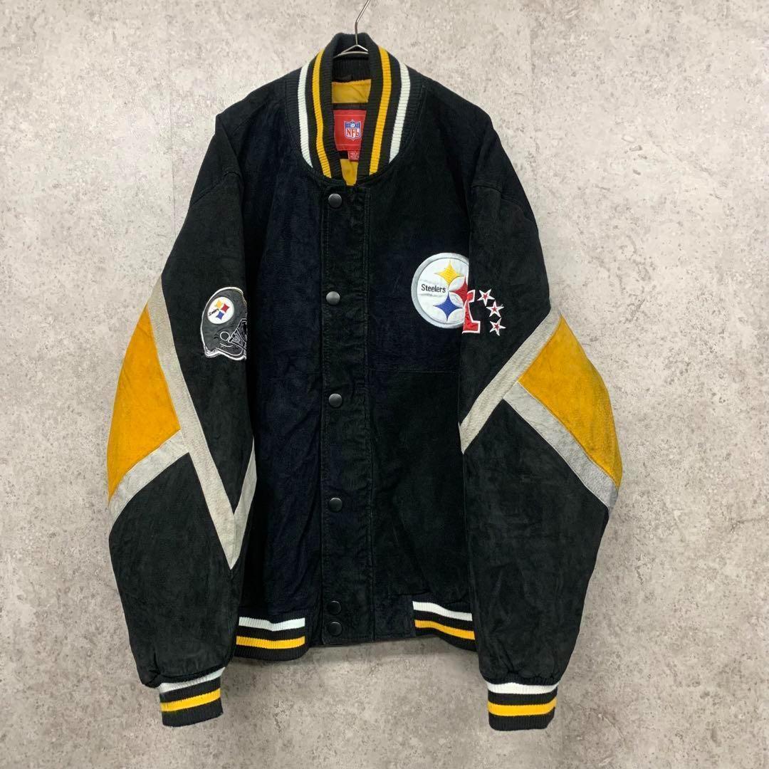 【希少XL☆US輸入90s】NFLスティーラーズ 両面刺繍レザージャケット