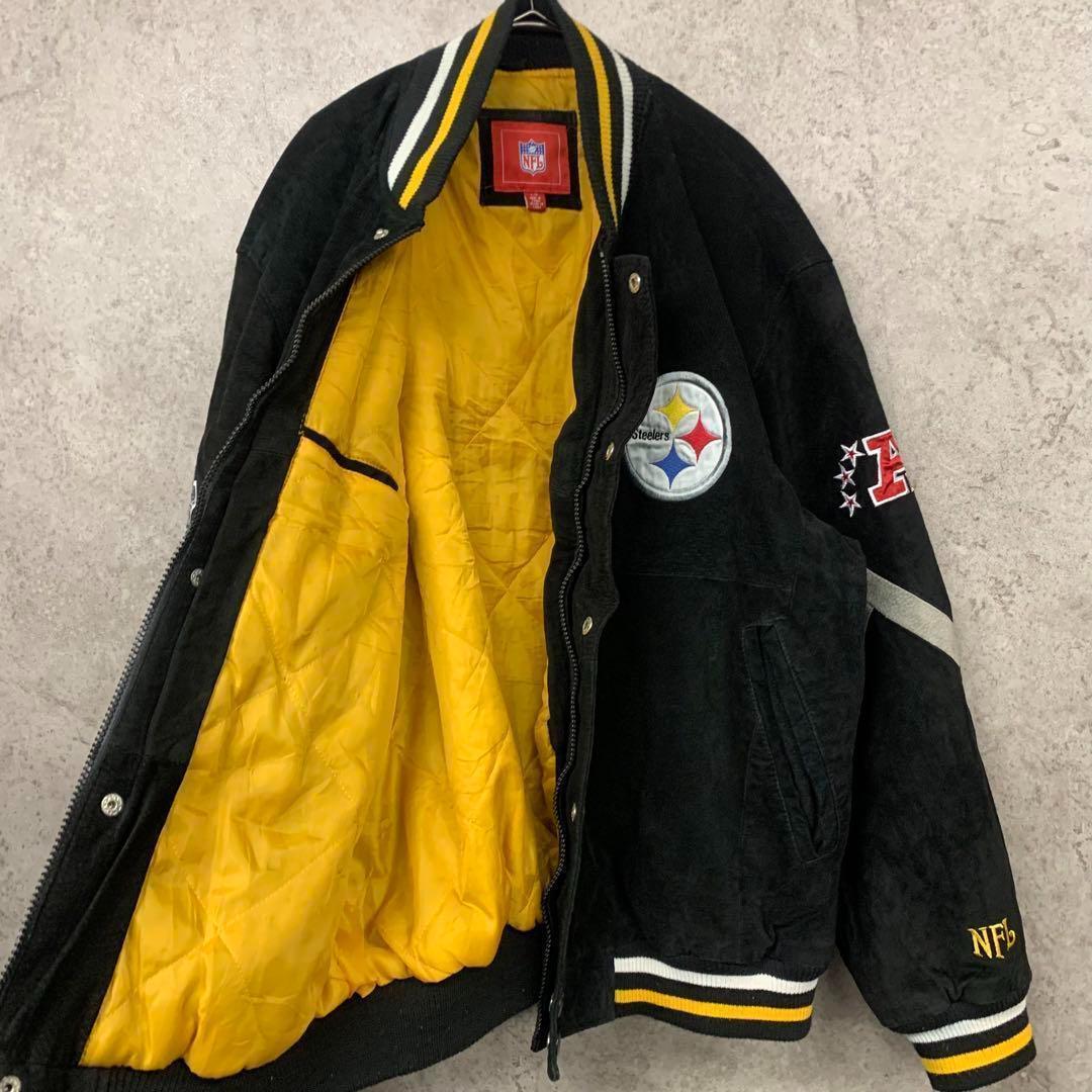 【希少XL☆US輸入90s】NFLスティーラーズ 両面刺繍レザージャケット