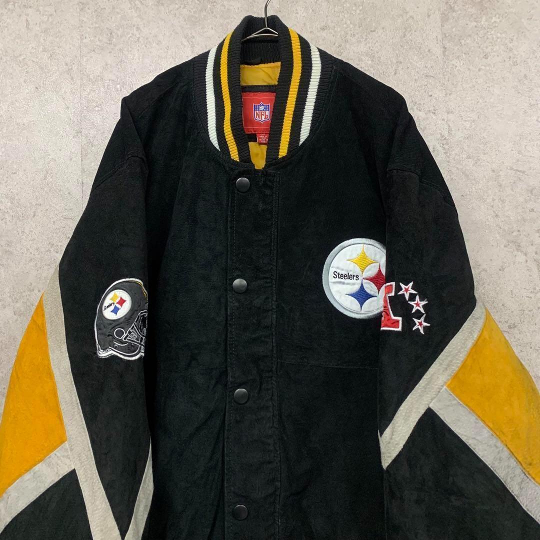 【希少XL☆US輸入90s】NFLスティーラーズ 両面刺繍レザージャケット