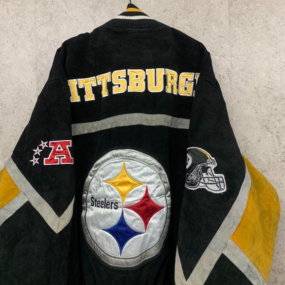 【希少XL☆US輸入90s】NFLスティーラーズ 両面刺繍レザージャケット