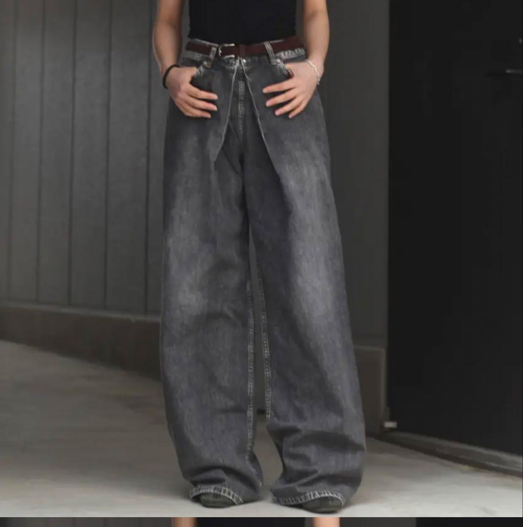 【極美品】JOHN LAWRENCE SULLIVAN デニムワイドパンツ Washed denim wide pants