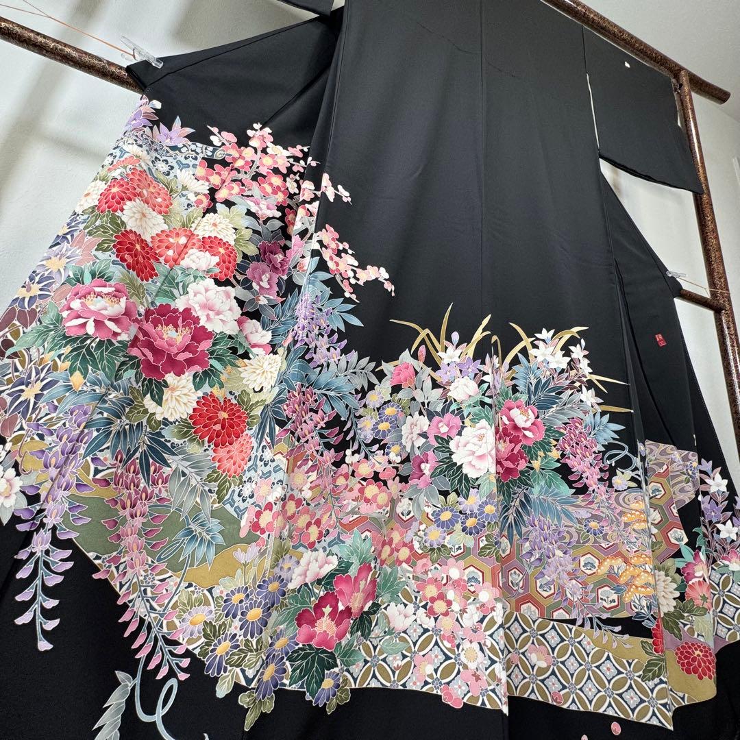 しつけ付き 正絹 着物 和装 現代 黒留袖 161裄66 本加賀友禅 森田耕三 しつけ付き 正絹 着物 和装 現代 黒留袖 161裄66 本加賀友禅 森田耕三