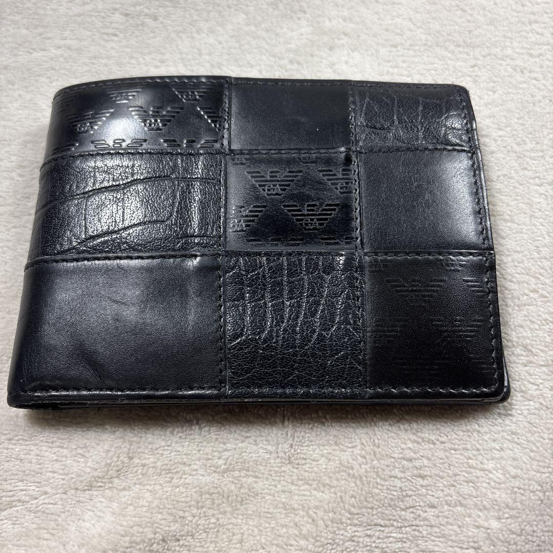 【新品 未使用】EMPORIO ARMANI 二つ折り財布 ブラック EMPORIO ARMANI レザー 二つ折り財布 ブラック - メルカリ