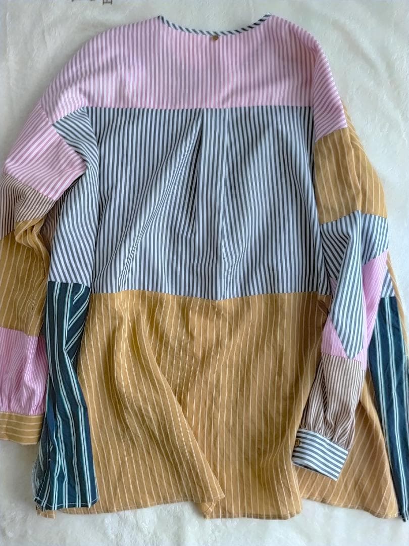 DOS DIOSAS マルチカラー ストライプ パッチワーク 長袖シャツ DOS DIOSAS マルチカラー ストライプ パッチワーク 長袖シャツ