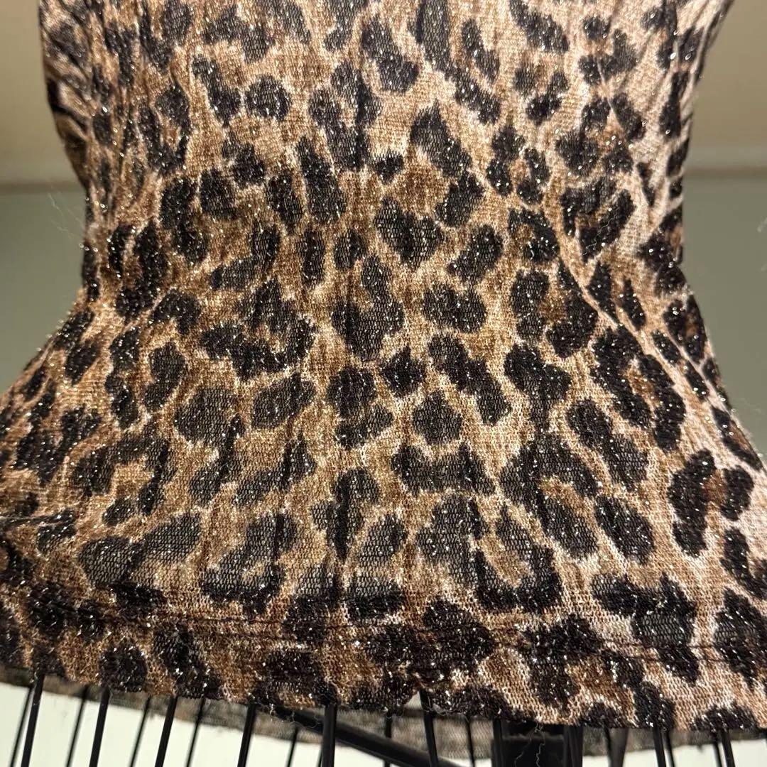D&G 透け感 ラメヒョウ柄 ノースリーブトップス トップス