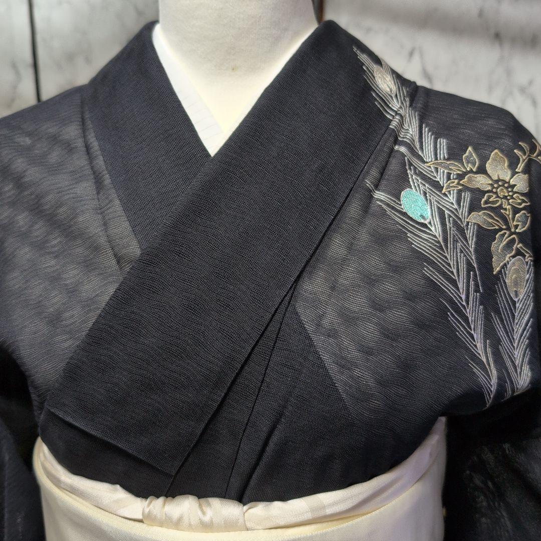 夏着物正絹 紗附け下げ、訪問着 柄は全部金駒刺繍 - メルカリ