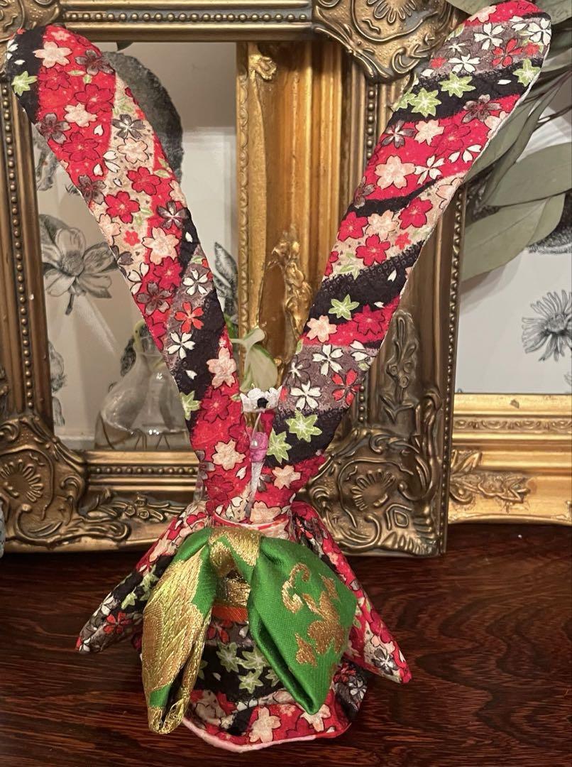 アン　おばあちゃんのハンドメイド　着物うさぎ人形　ペアセット アン様専用 おばあちゃんのハンドメイド 着物うさぎ人形 ペアセット