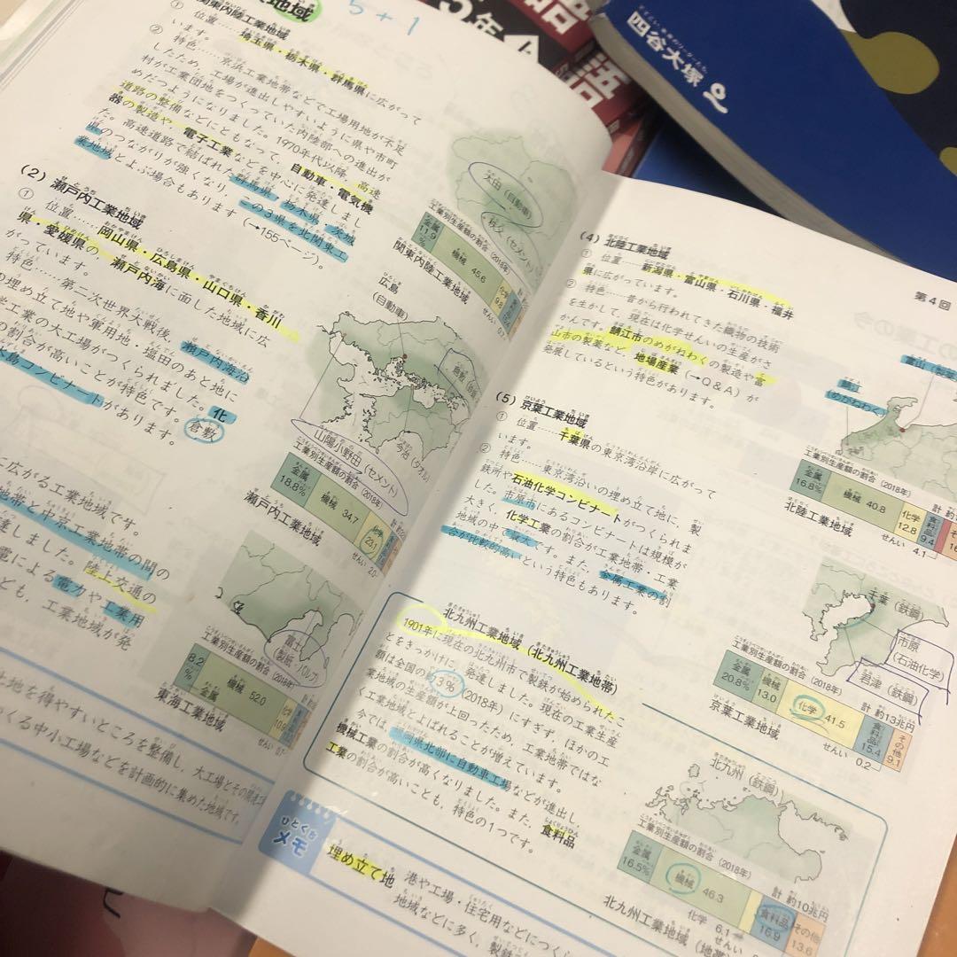 改定新版　四谷大塚5年予習　国算理社/漢字/計算/　上下　2022年度版　中古