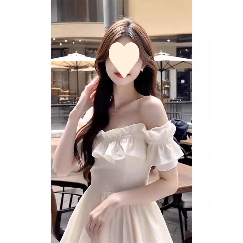 ボリュームフリル ミニドレス オフショル フェミニン 韓国 S「映え確実♡オフショル白フリルワンピ|美シルエットでモテる