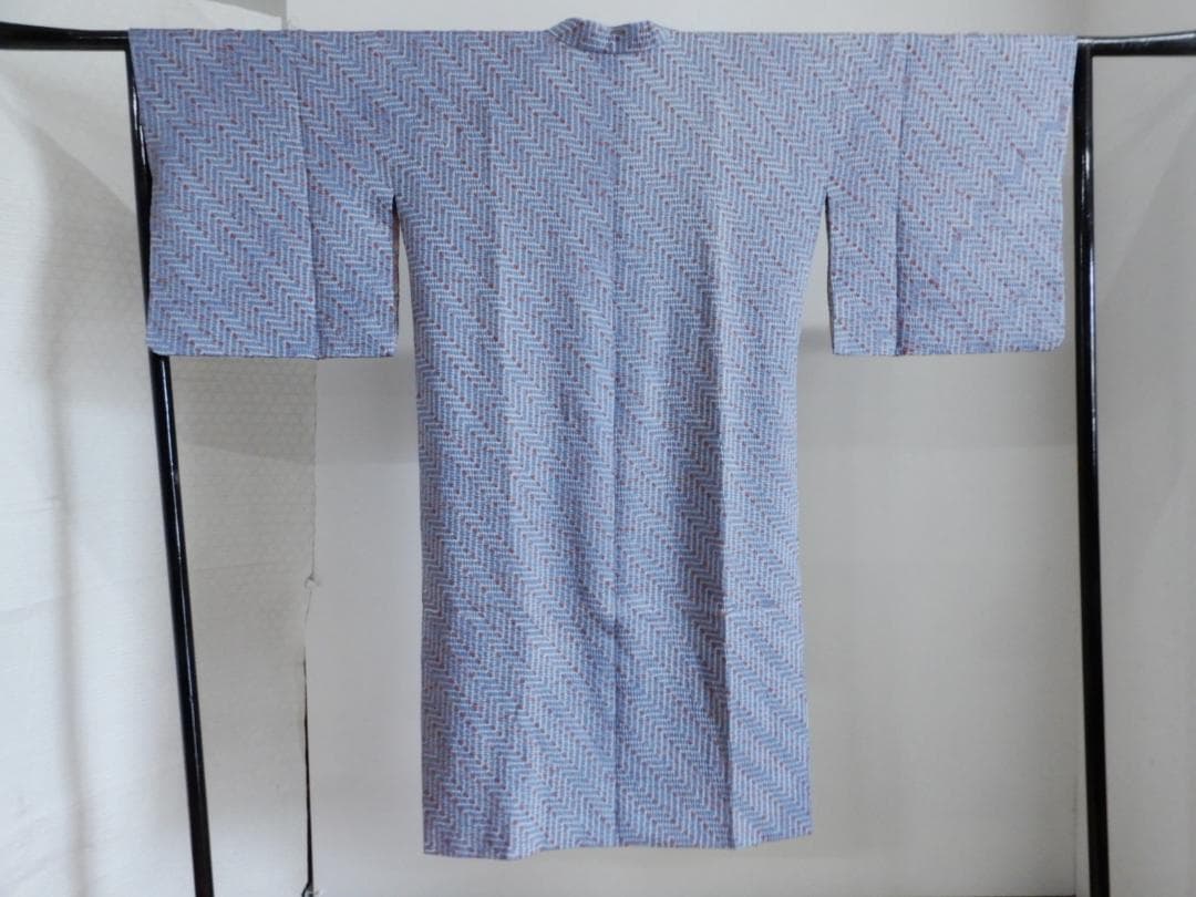 正絹・本絞り染和装コート・グレー系に茶・上質絹地・着丈118cm・へちま衿