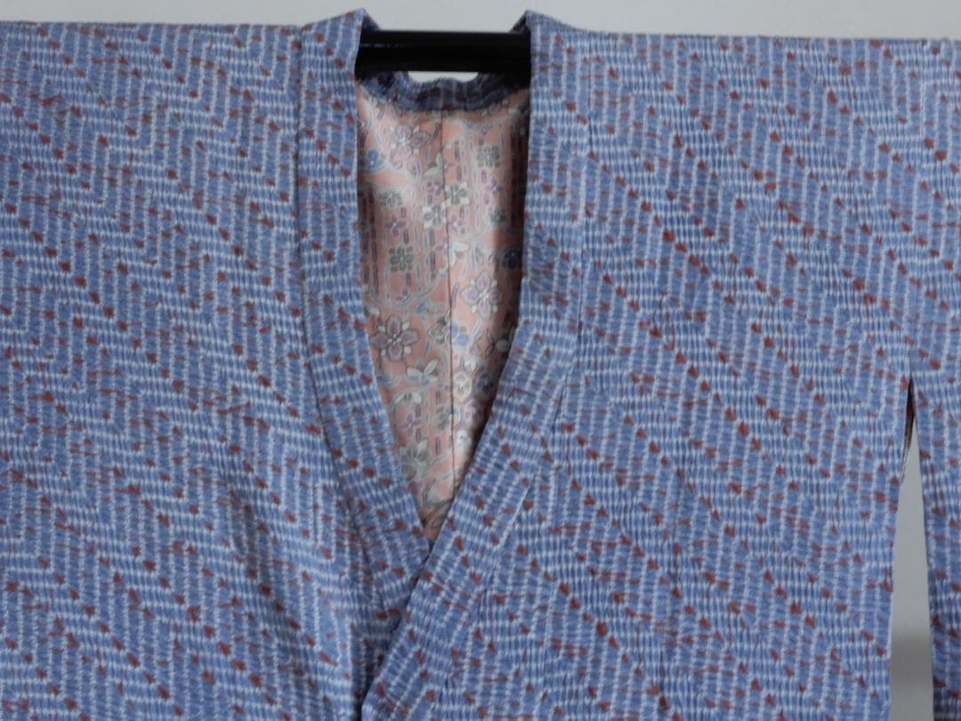 正絹・本絞り染和装コート・グレー系に茶・上質絹地・着丈118cm・へちま衿