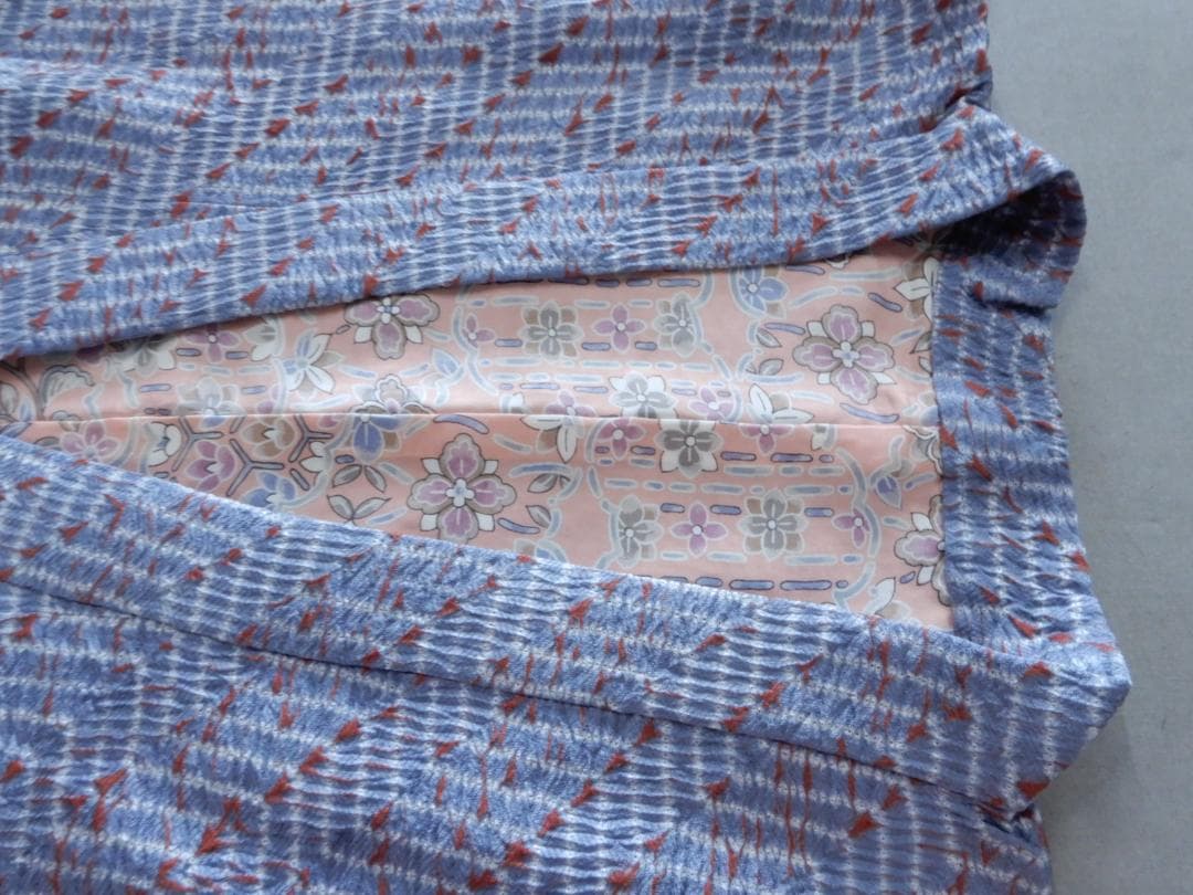 正絹・本絞り染和装コート・グレー系に茶・上質絹地・着丈118cm・へちま衿