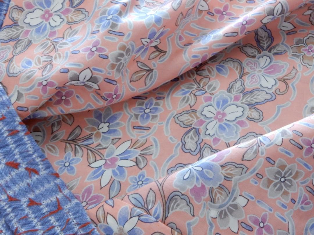 正絹・本絞り染和装コート・グレー系に茶・上質絹地・着丈118cm・へちま衿