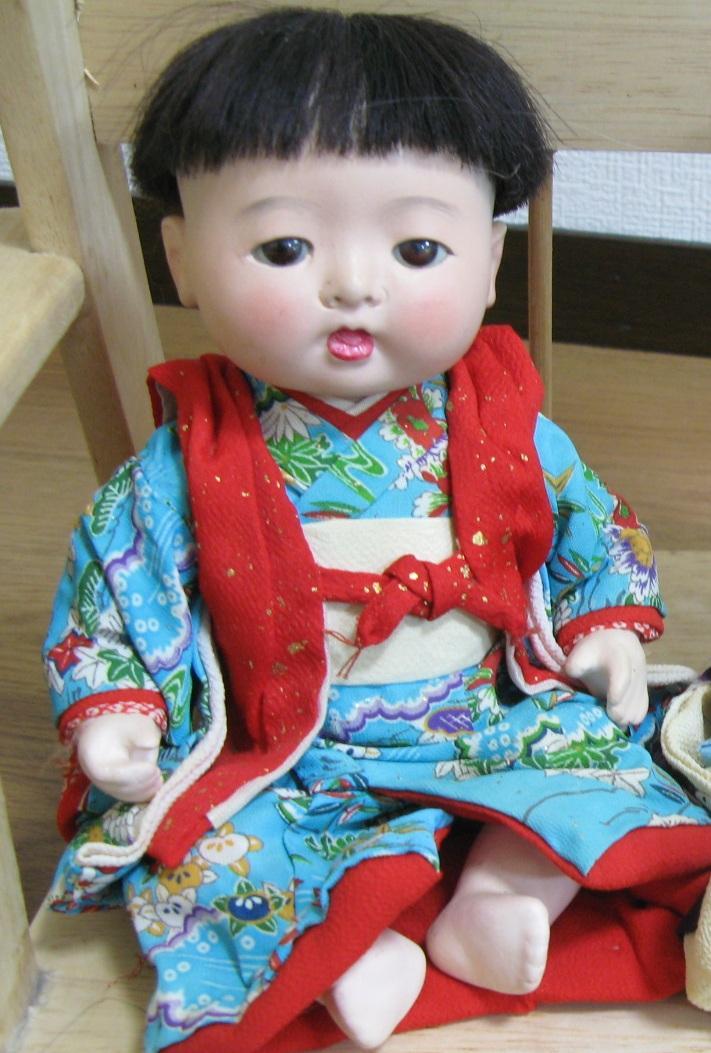 市松人形 陶器製 着物 日本人形 昭和レトロ