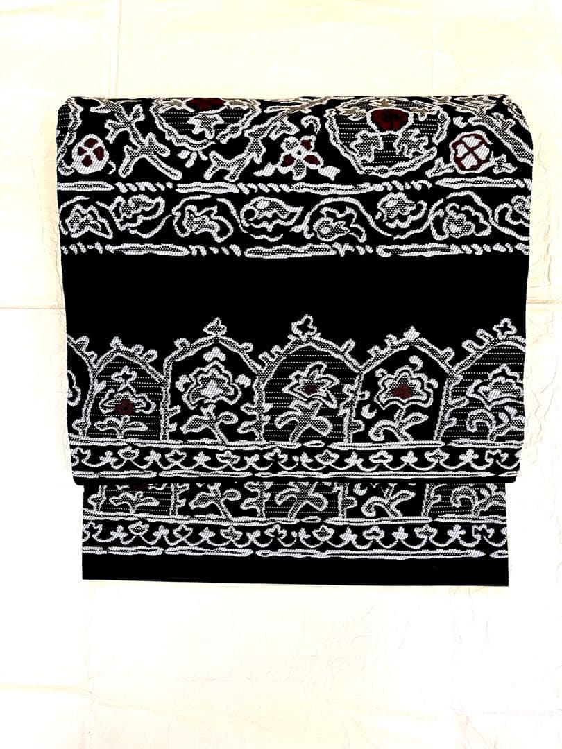 中古　名古屋帯　黒　少々難あり