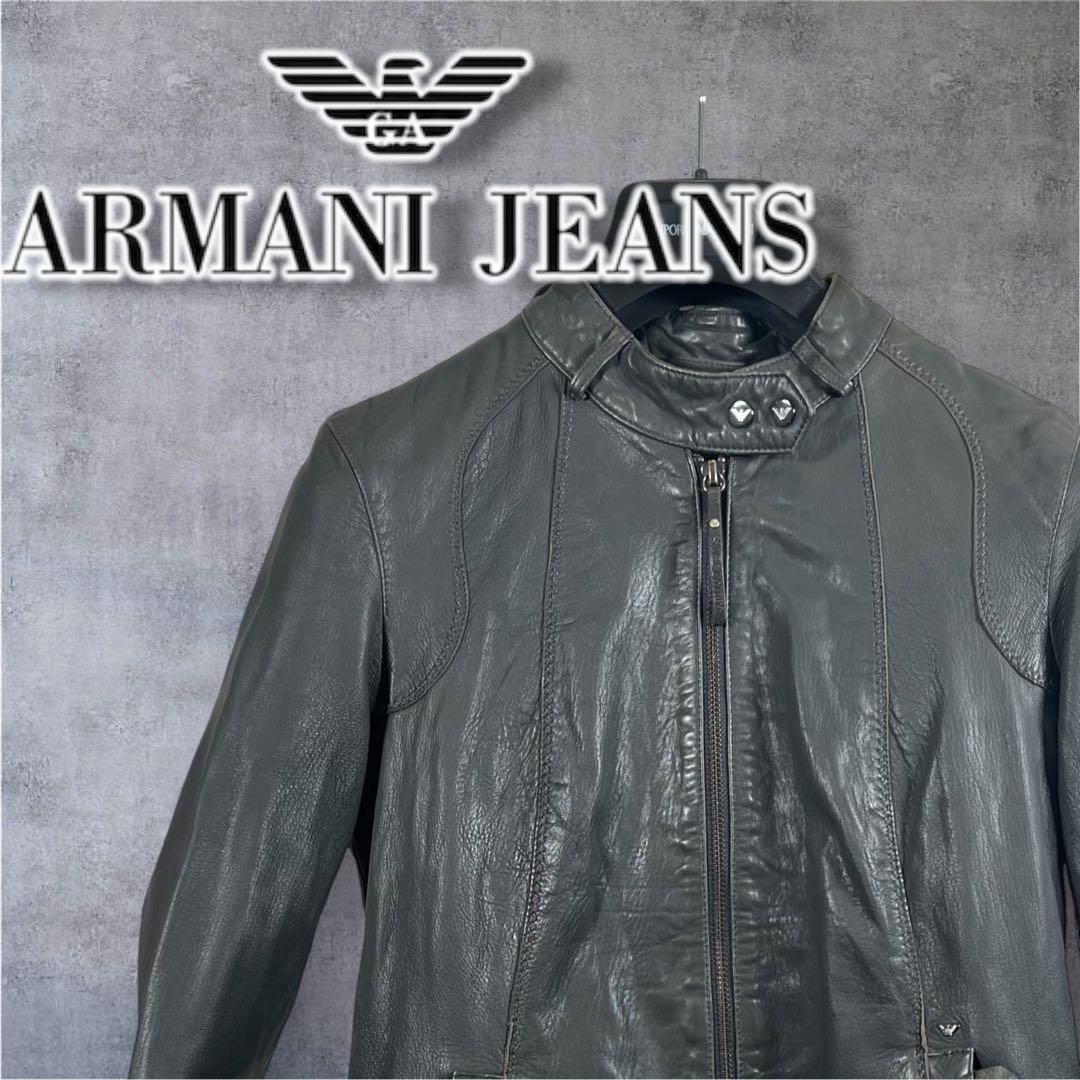ARMANI』 / アルマーニ レザー ライダース ブルゾン 44サイズ 羊革