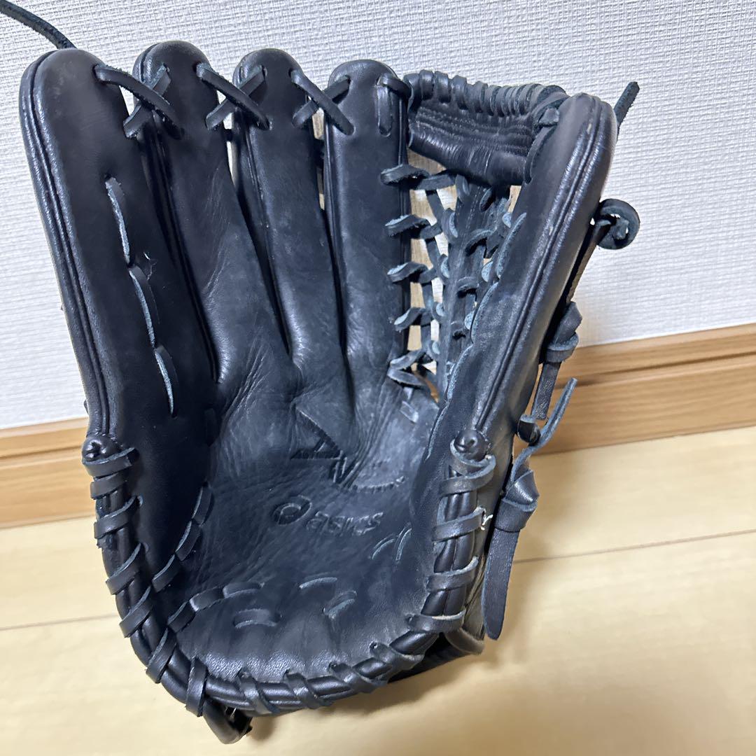 asics 左投げ 大人 軟式 外野用グローブ ブラック