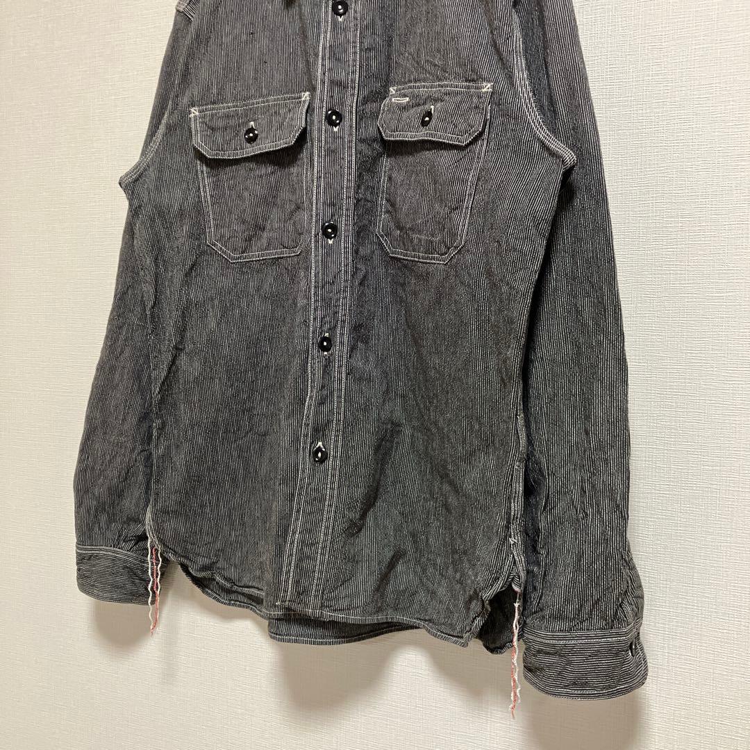 シュガーケーン　ワークシャツ　ストライプ　ヒッコリー　ブラック　SC25511