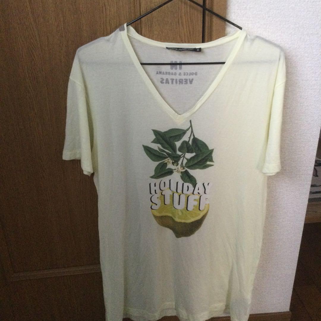 DOLCE & GABBANA イエロー Vネック Tシャツ 46