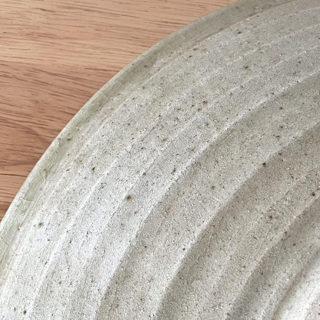 灰釉鉄絵皿 「天味無限 草玄」 江口草玄？ 詳細不明 一尺六寸 大皿 唐津 瀬戸