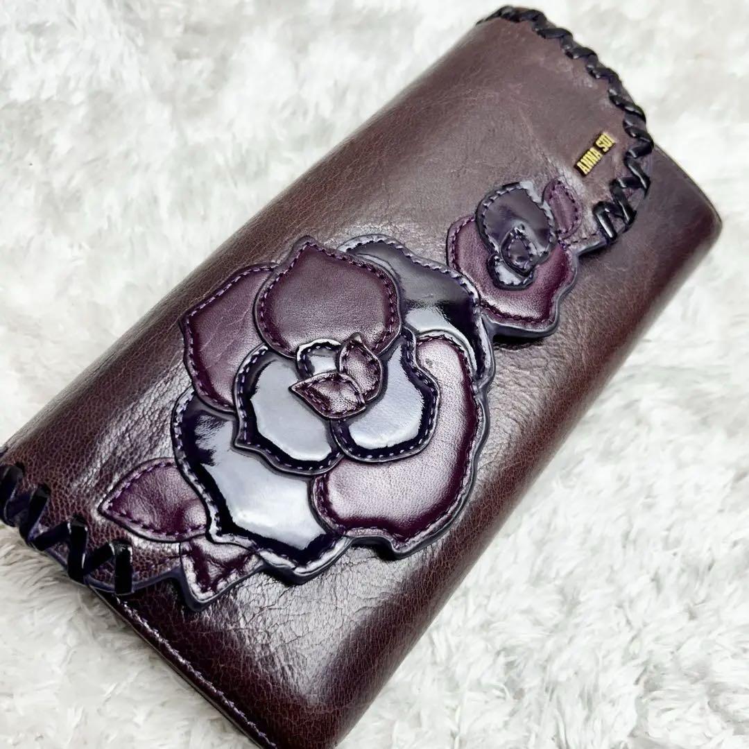 アナスイ 長財布 がま口 パープル ルビー ANNA SUI 財布 蝶