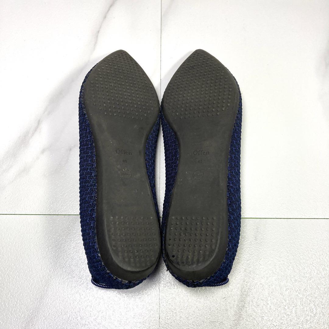 offen オッフェン  フラットシューズ Vカット ネイビー 40 極美品 offen オッフェン フラットシューズ Vカット ネイビー 40